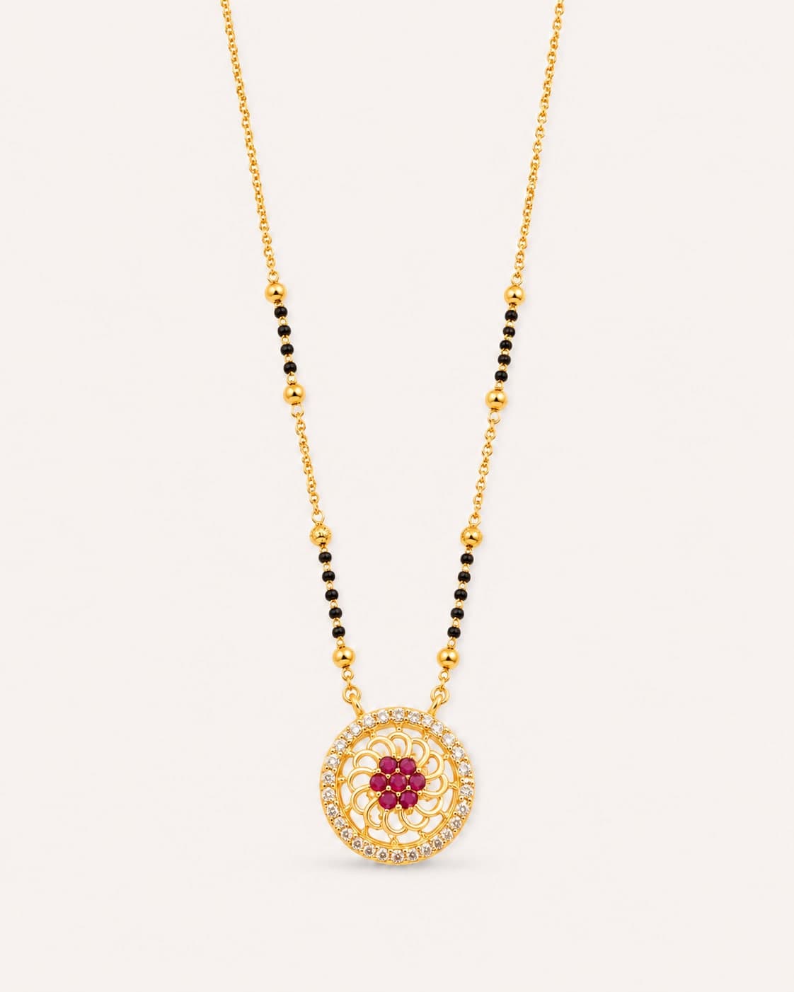 Ruby Blossom Halo Mangalsutra